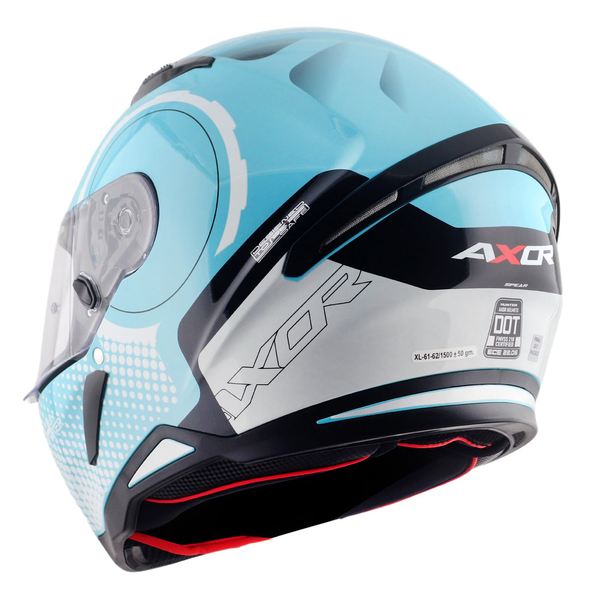 Axor Hunter SH890 Full Face Helmet - Spear Blue White Gloss