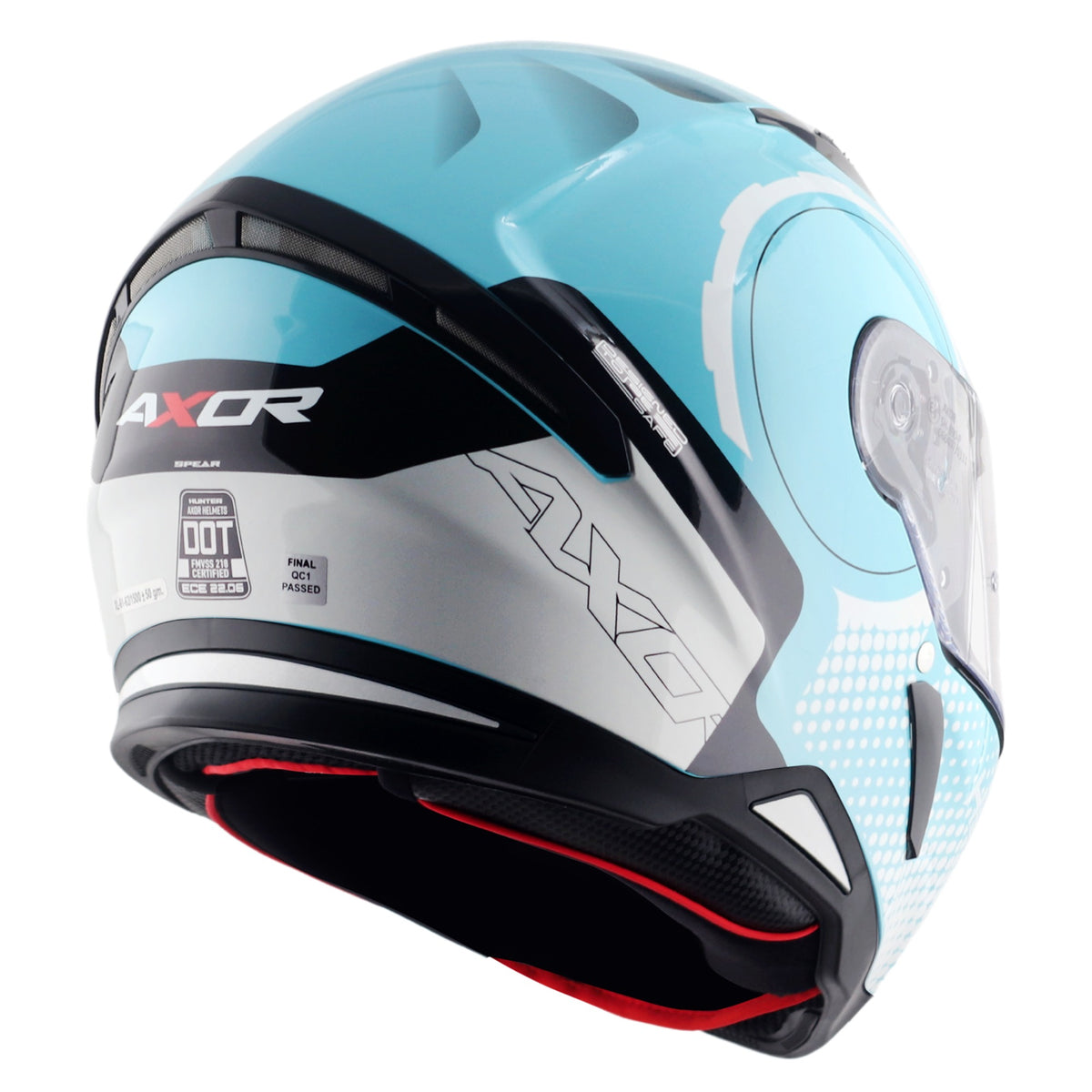 Axor Hunter SH890 Full Face Helmet - Spear Blue White Gloss