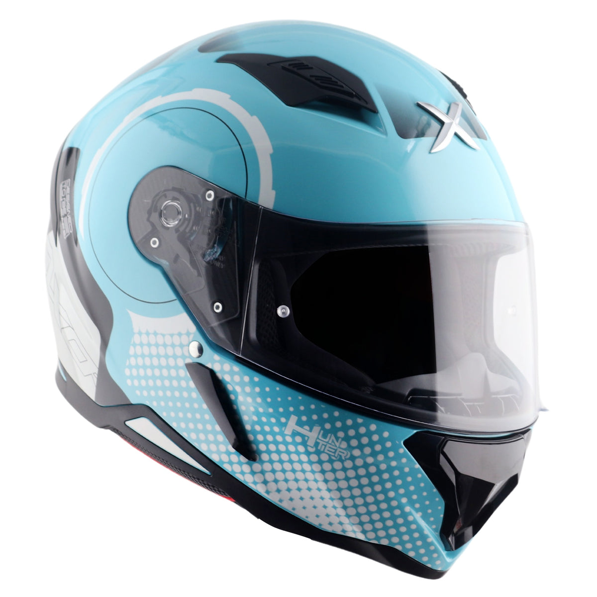 Axor Hunter SH890 Full Face Helmet - Spear Blue White Gloss