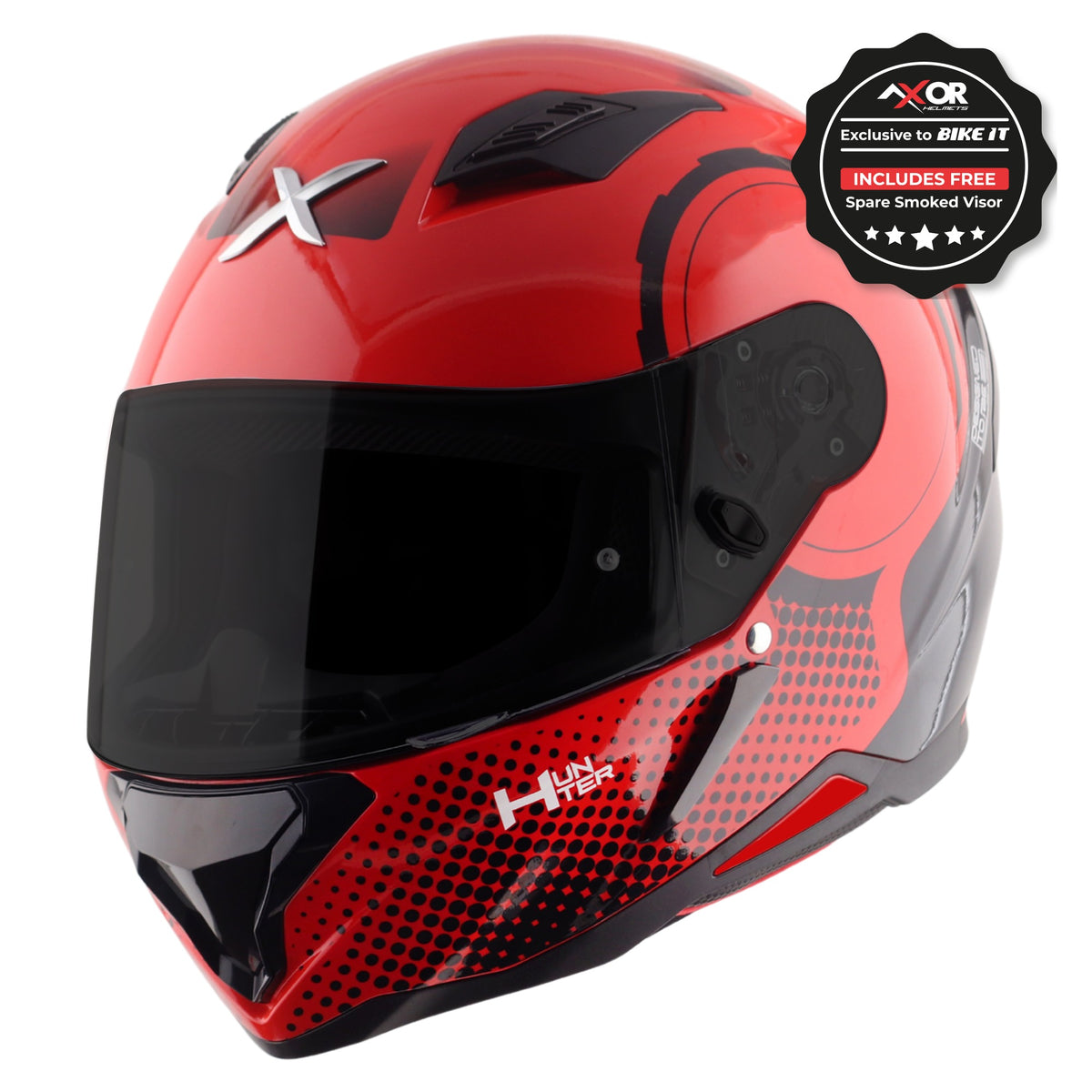 Axor Hunter SH890 Full Face Helmet - Spear Red Gloss