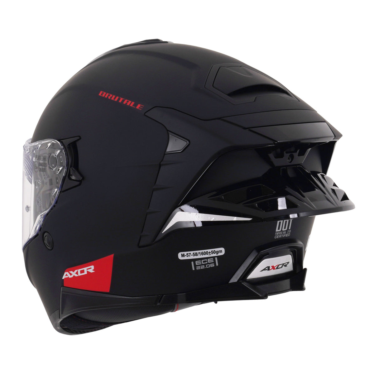 Axor Brutale Full Face Helmet With Dual Spoiler - Black Matt