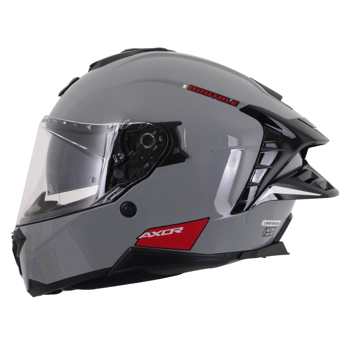 Axor Brutale Full Face Helmet With Dual Spoiler - Nardo Grey Gloss
