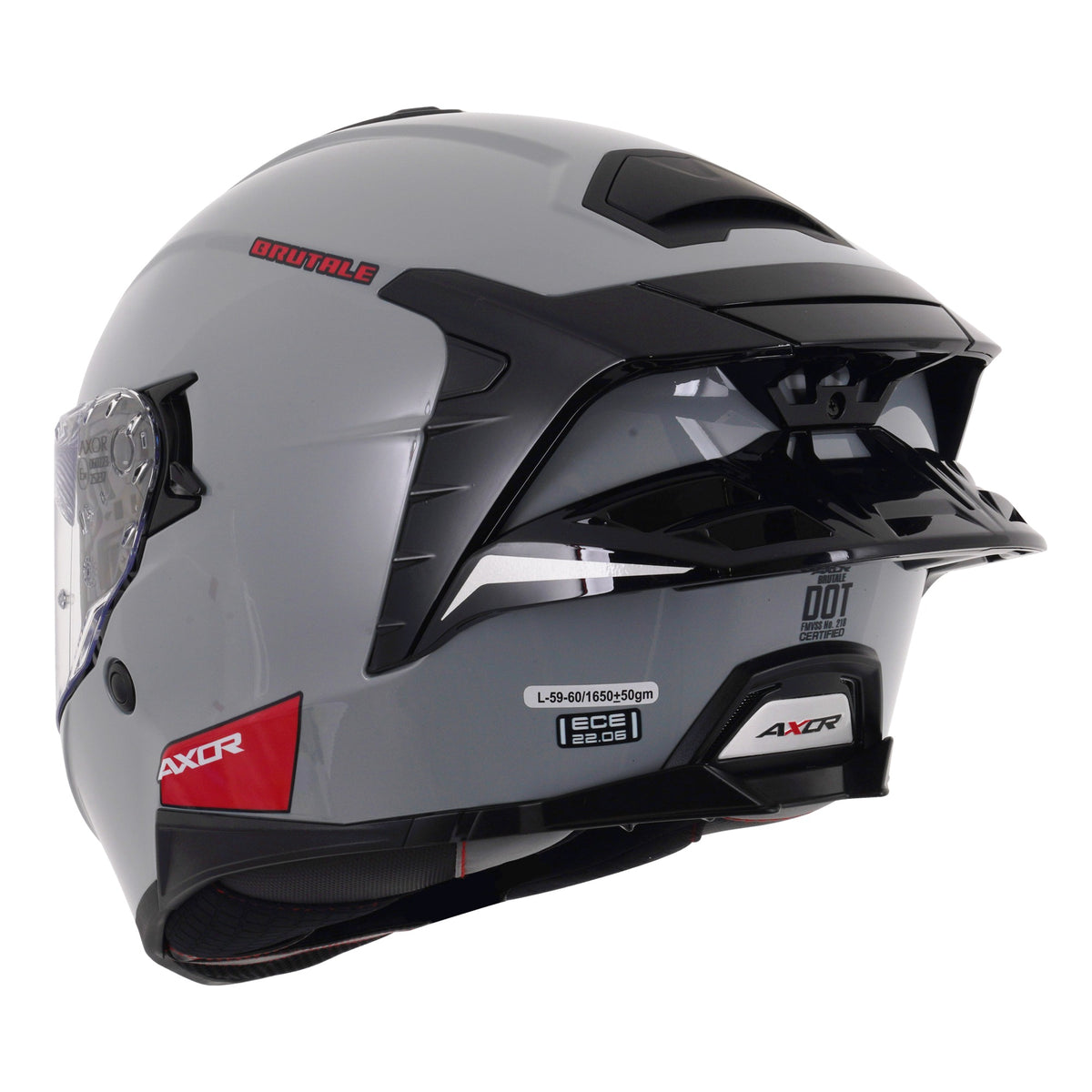 Axor Brutale Full Face Helmet With Dual Spoiler - Nardo Grey Gloss