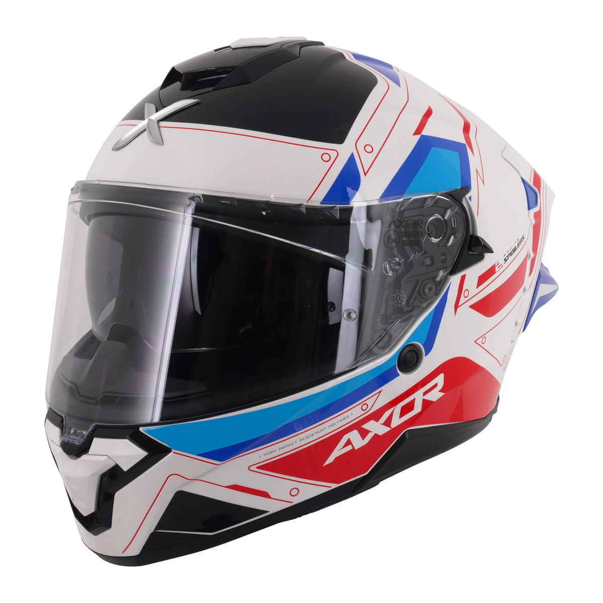 Axor Brutale Full Face Helmet With Dual Spoiler - Ryden White Red Blue