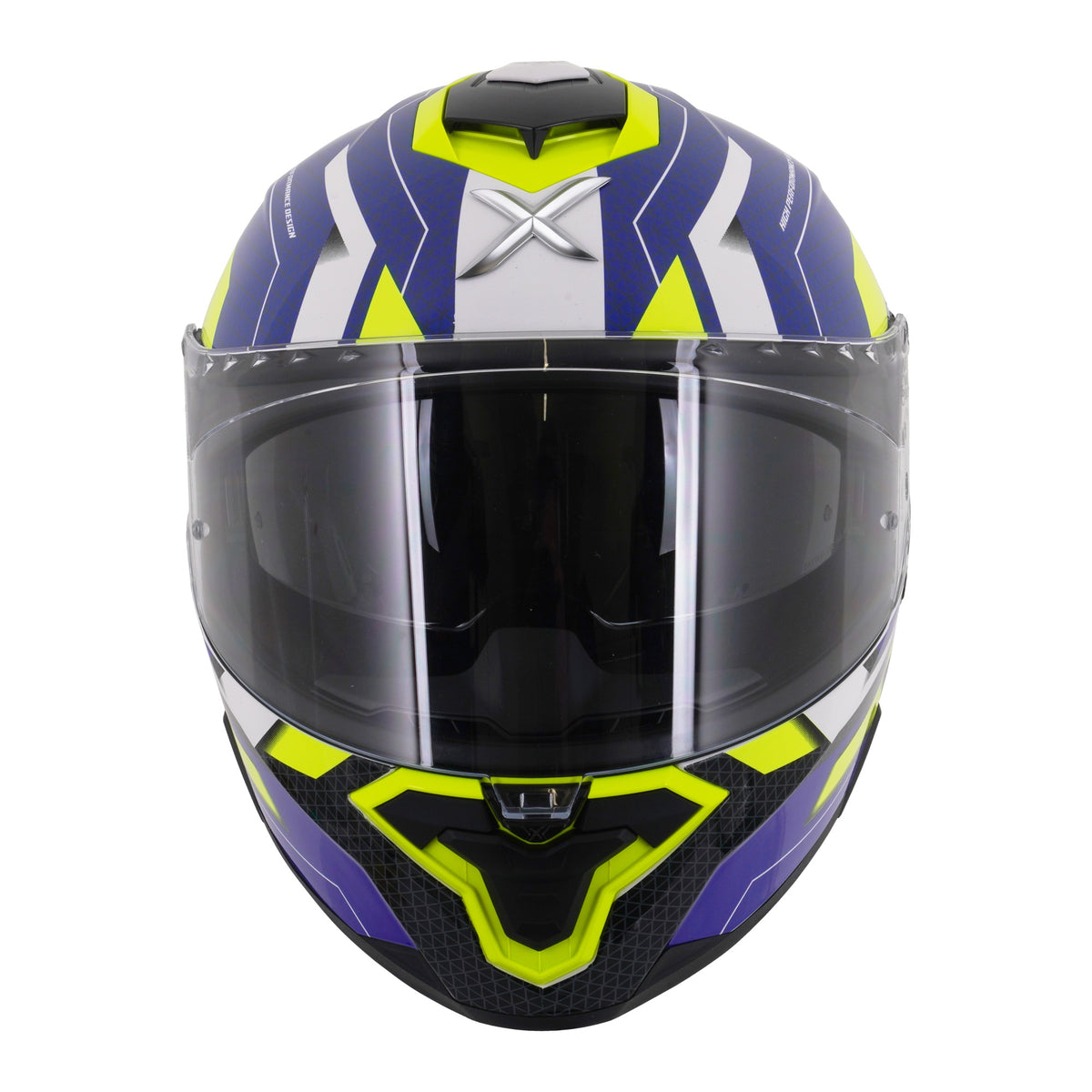 Axor Brutale Full Face Helmet With Dual Spoiler - Plexus Blue Fluo Yellow