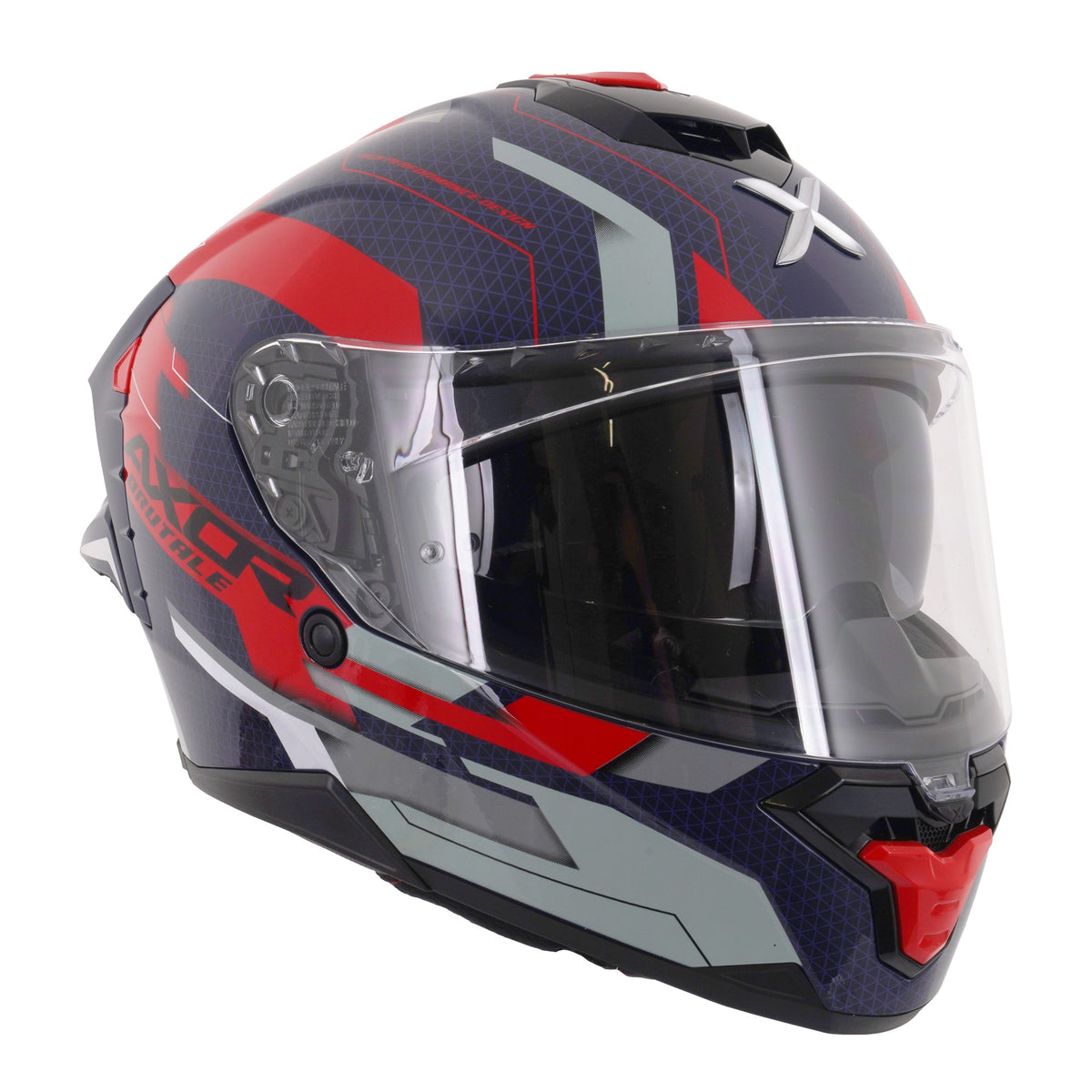Axor Brutale Full Face Helmet With Dual Spoiler - Plexus Blue Red