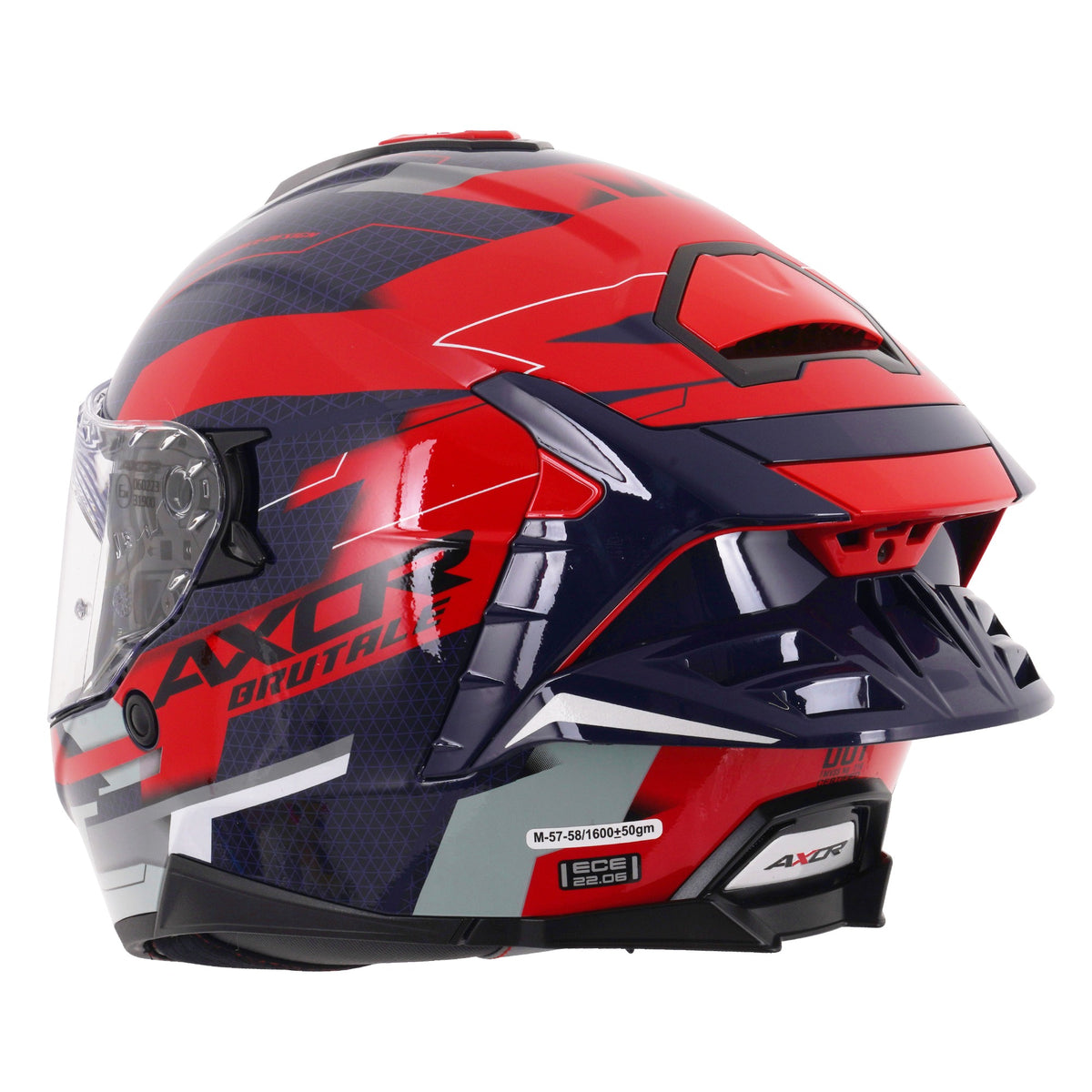 Axor Brutale Full Face Helmet With Dual Spoiler - Plexus Blue Red