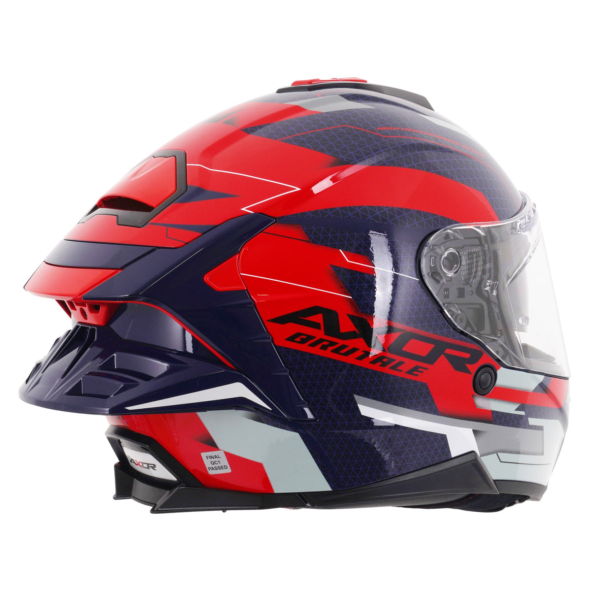 Axor Brutale Full Face Helmet With Dual Spoiler - Plexus Blue Red