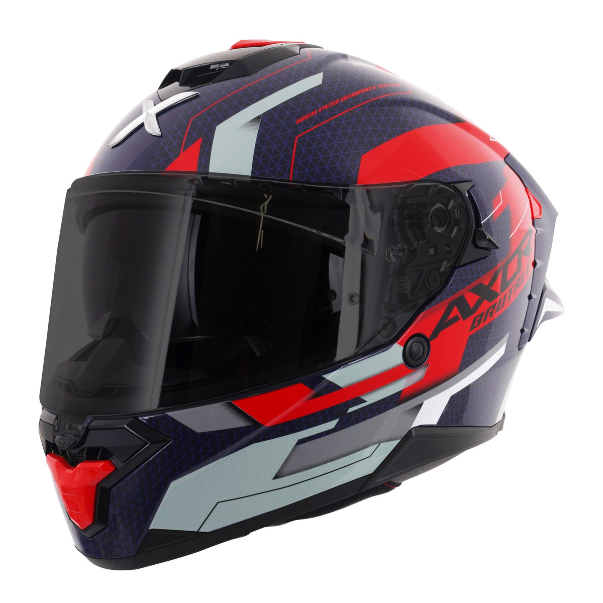 Axor Brutale Full Face Helmet With Dual Spoiler - Plexus Blue Red