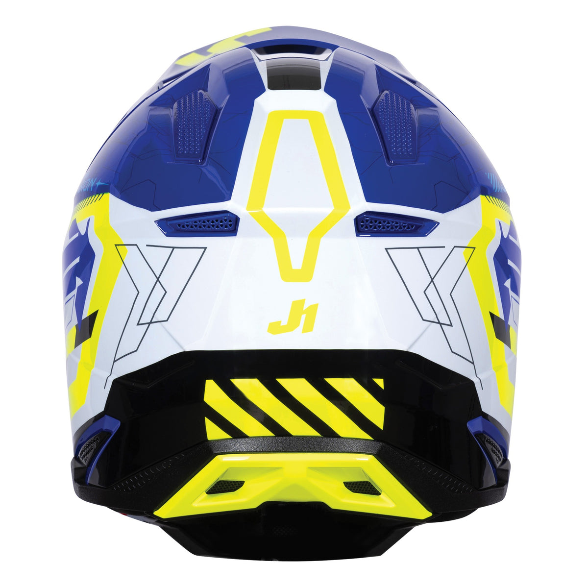 Just1 J40 Motocross Helmet Mission Fluo Yellow Blue Gloss