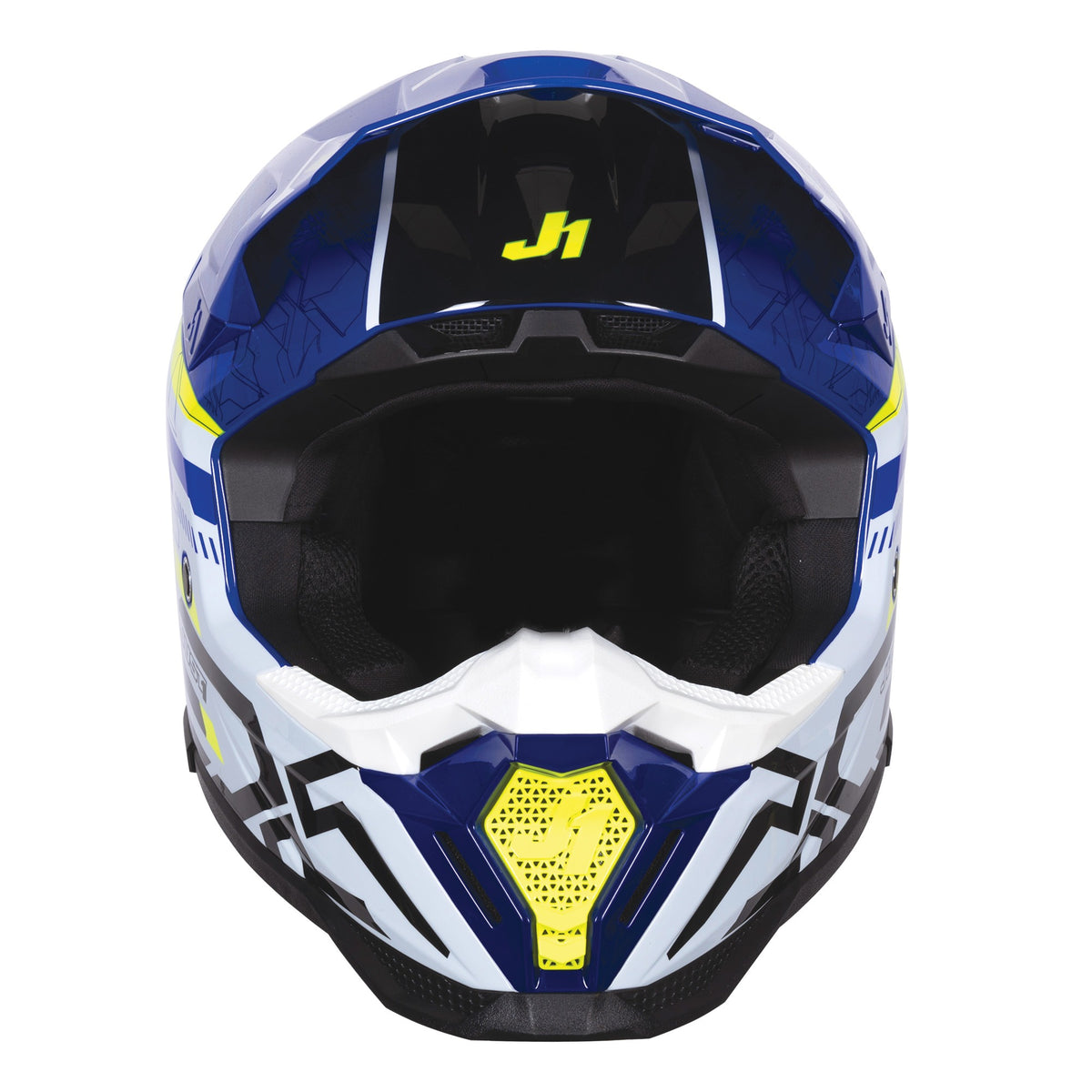 Just1 J40 Motocross Helmet Mission Fluo Yellow Blue Gloss