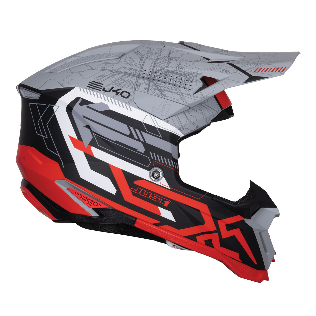 Just1 J40 Motocross Helmet Mission Red Grey Matt