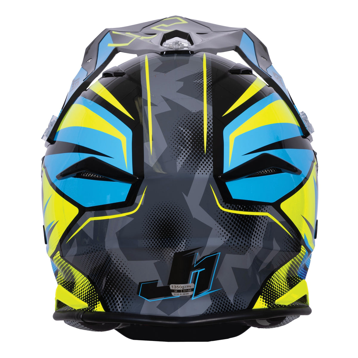 Just1 J39 Motocross Helmet Revo Blue Fluo Yellow Black Gloss