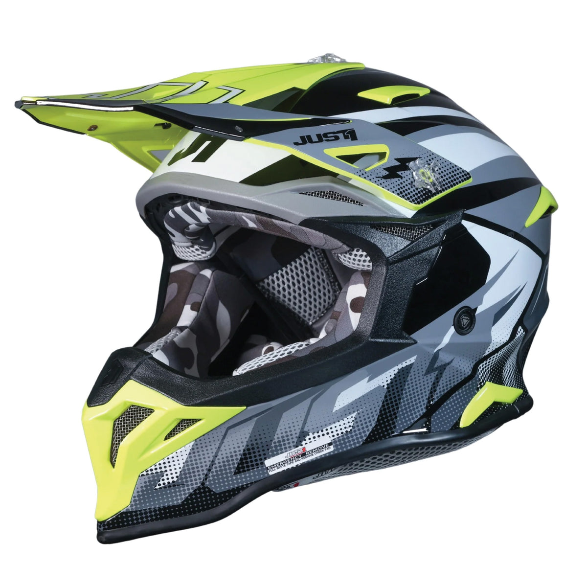 Just1 J39 Motocross Helmet Revo Grey Yellow Fluo Black Matt