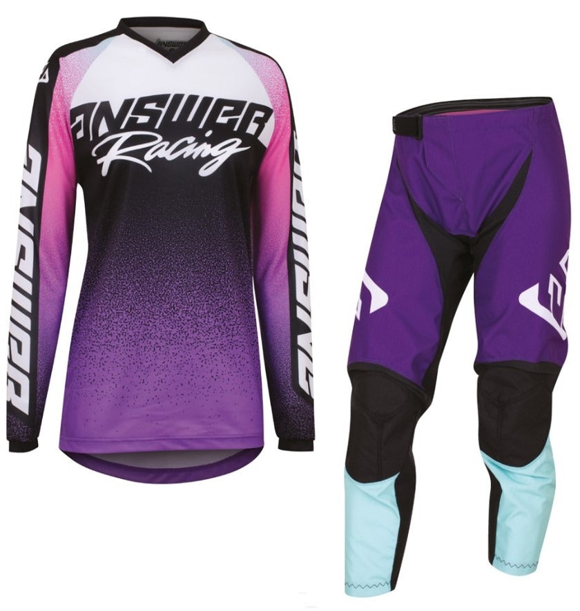 Answer Kids Syncron Prism Motocross Pant & Jersey Kit Purple/Seafoam