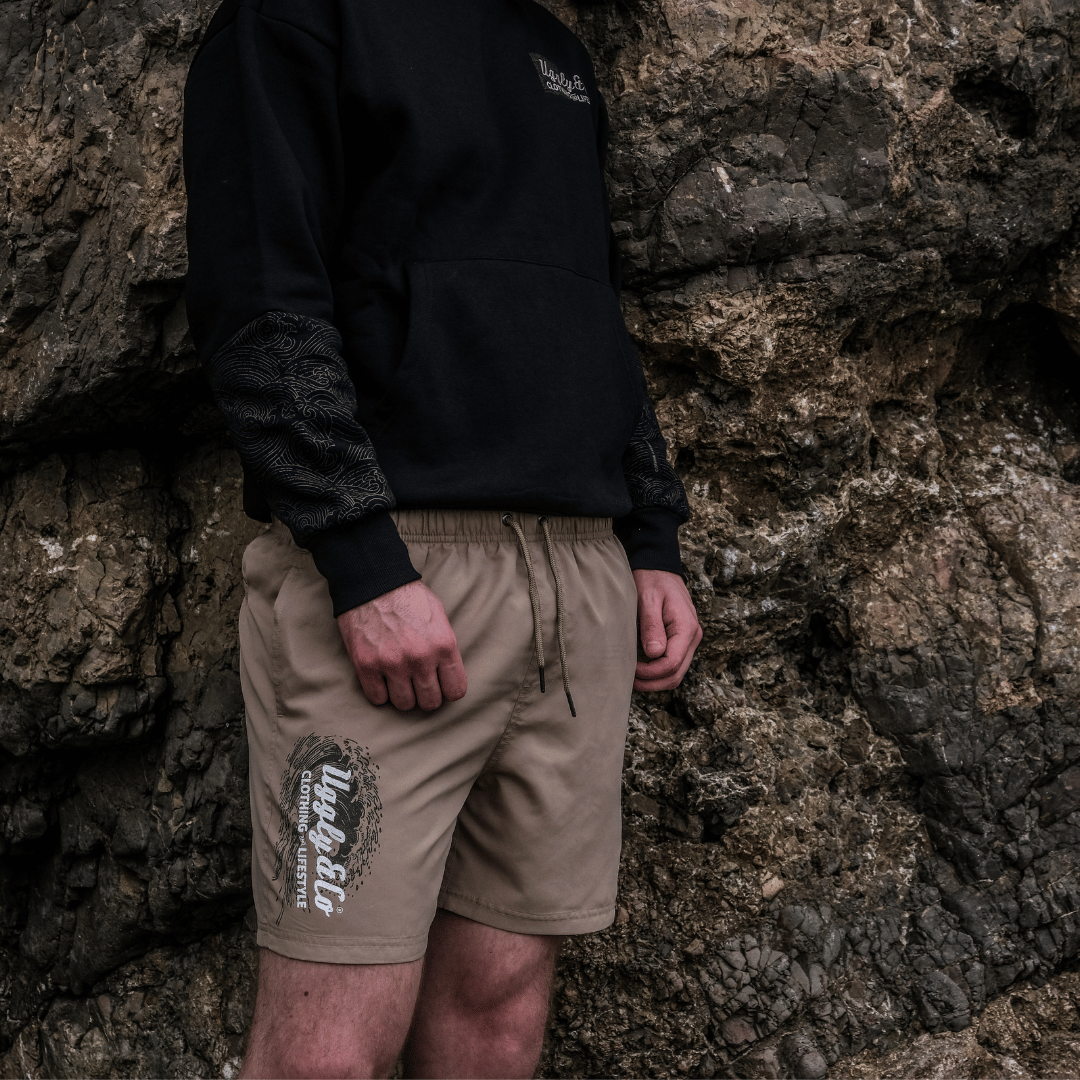 Beige Diamond Swim Shorts by Uggly & Co