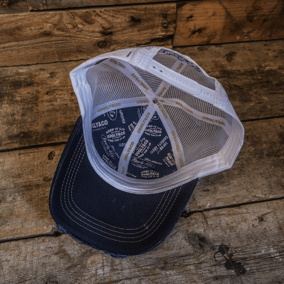 Night Blue & Gold Diamond Trucker Hat by Uggly & Co