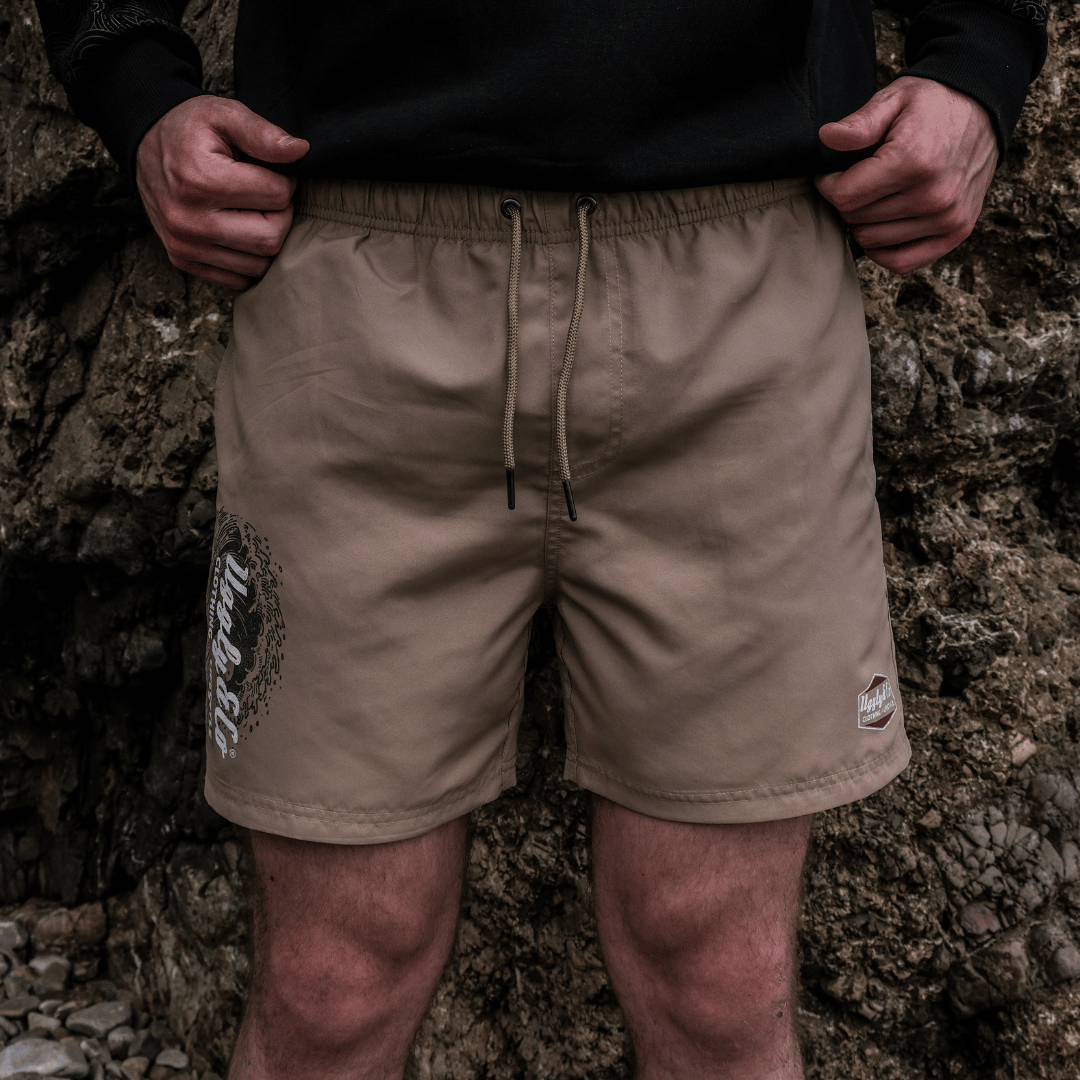 Beige Diamond Swim Shorts by Uggly & Co