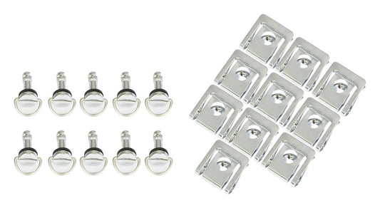 Bike It Silver Quick Release Fairing Fasteners Slip-On 14mm Pack Of 10