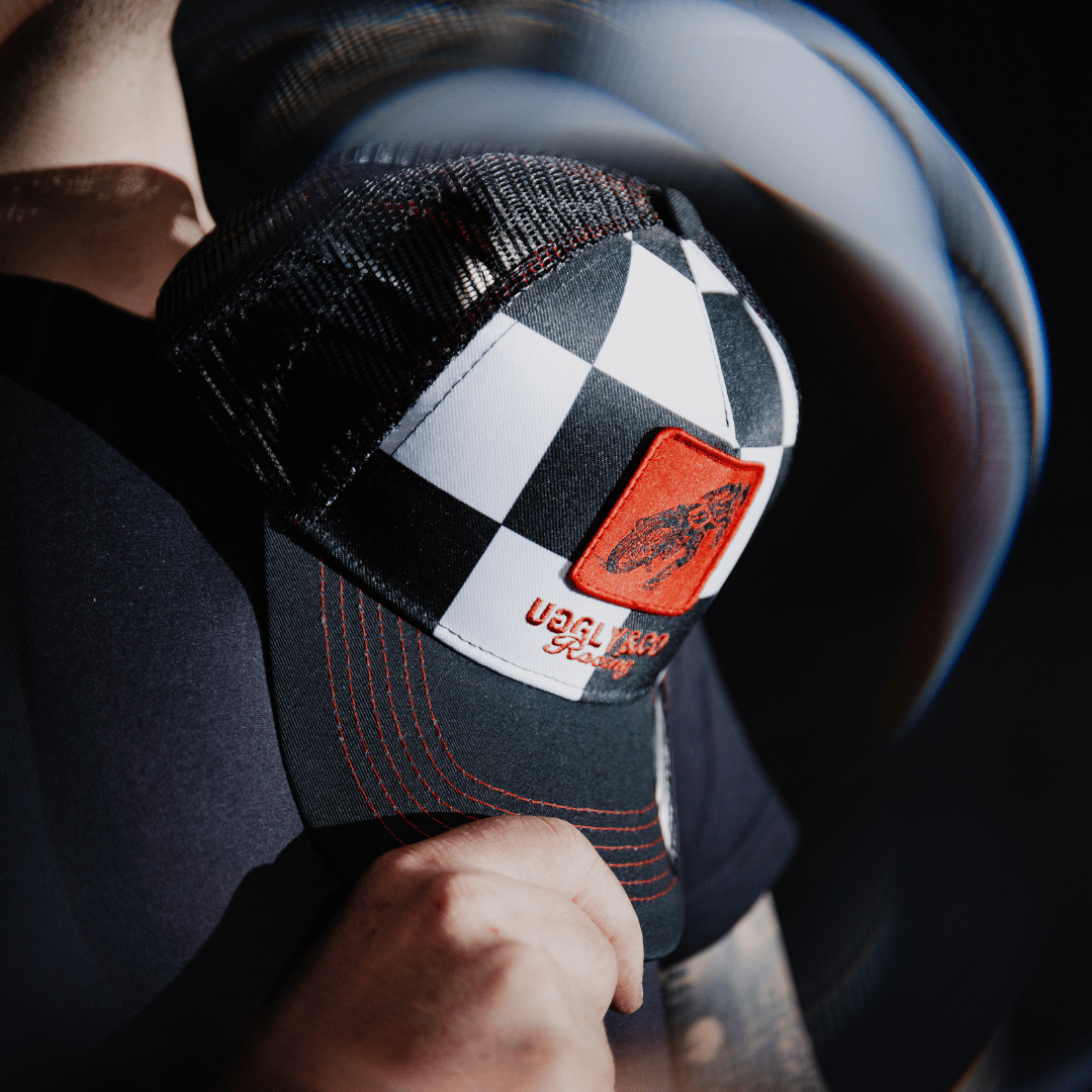 Chequered Flat Track Trucker Hat by Uggly & Co