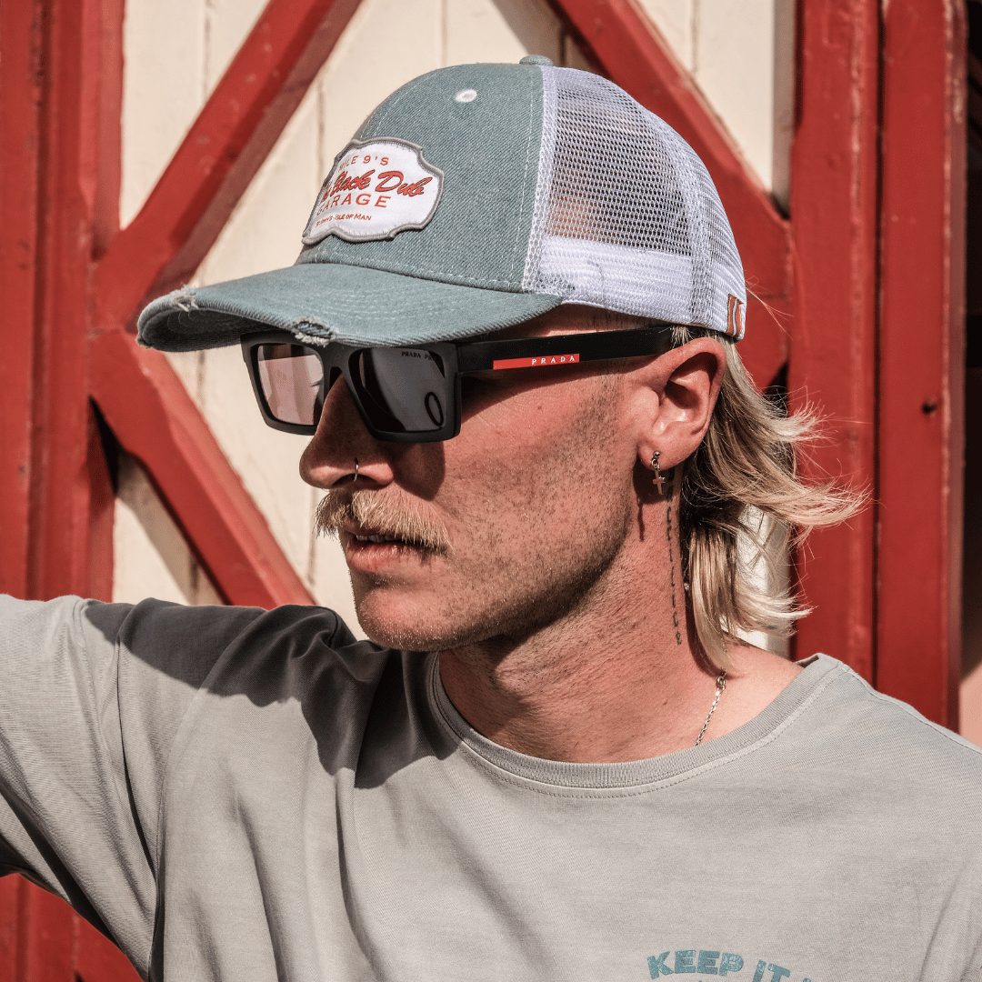 Denim Garage Trucker Hat by Uggly & Co