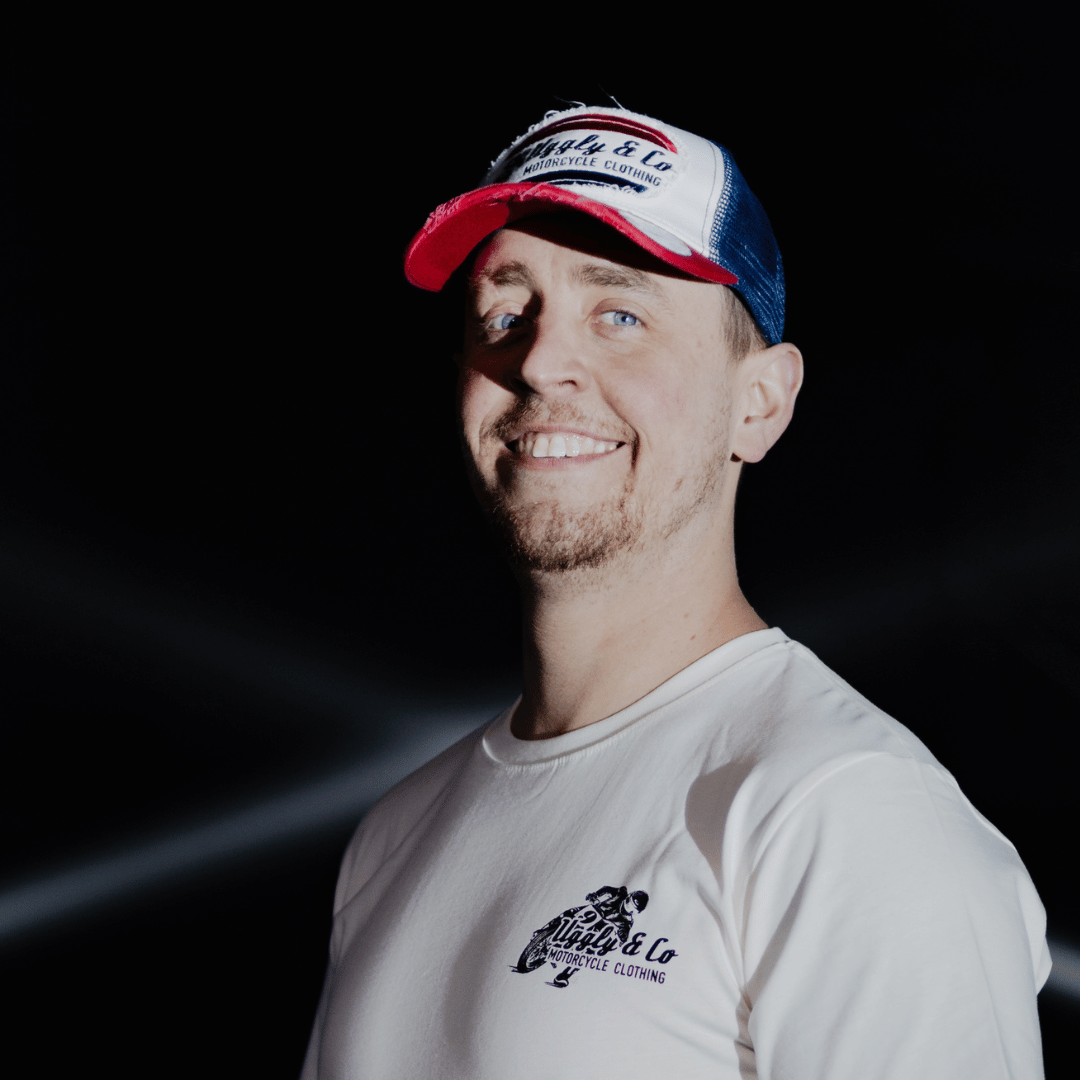 White & Red Flat Track Trucker Hat by Uggly & Co