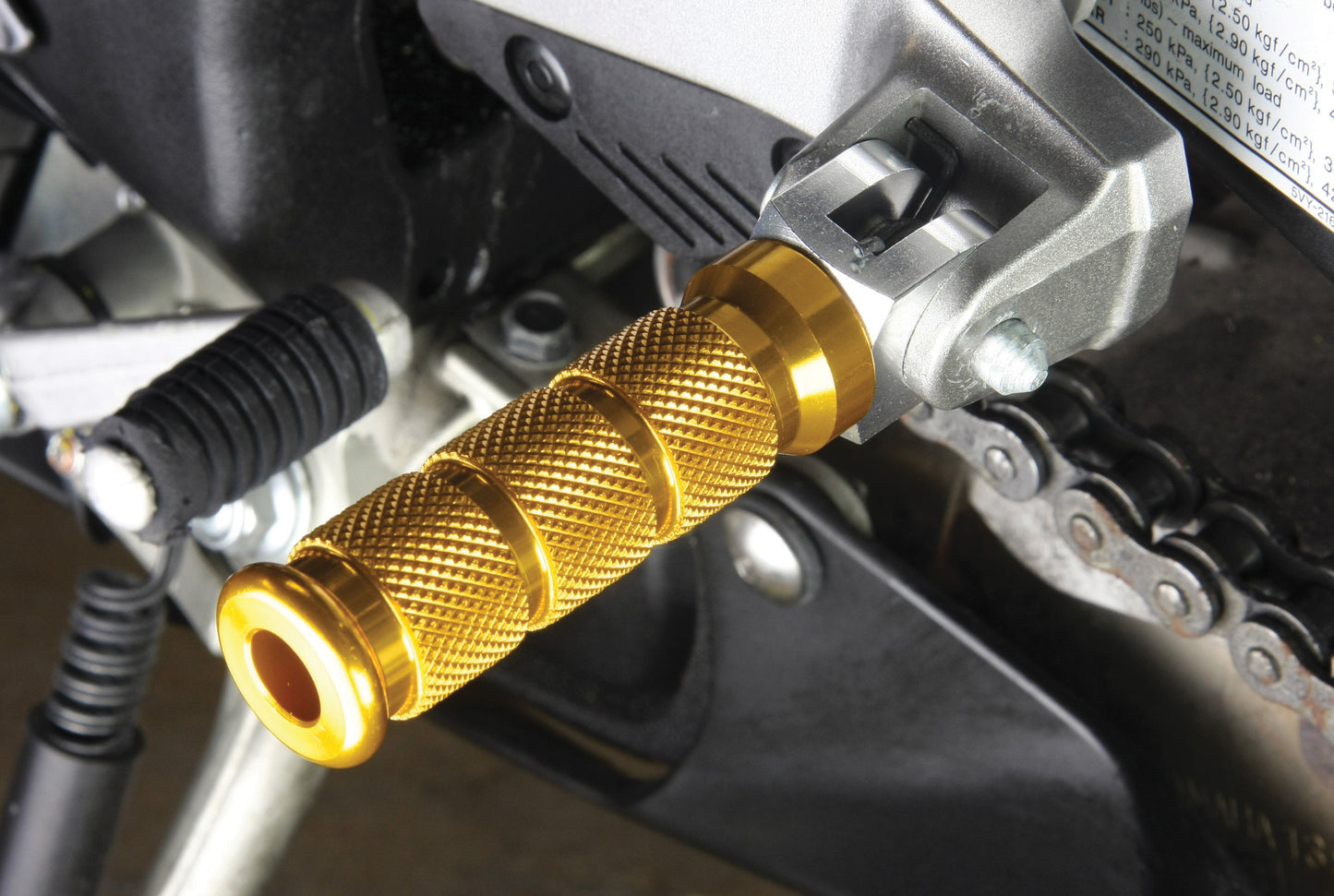 BikeTek Alloy Round Sports Footpegs Honda Pillion Gold