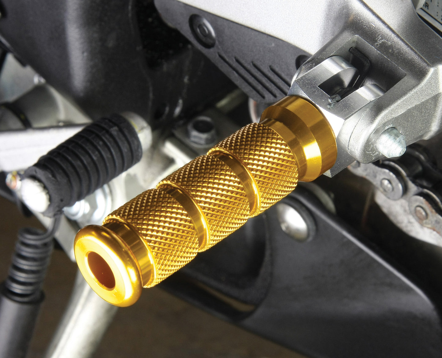 BikeTek Alloy Round Sports Footpegs Ducati Rider Gold
