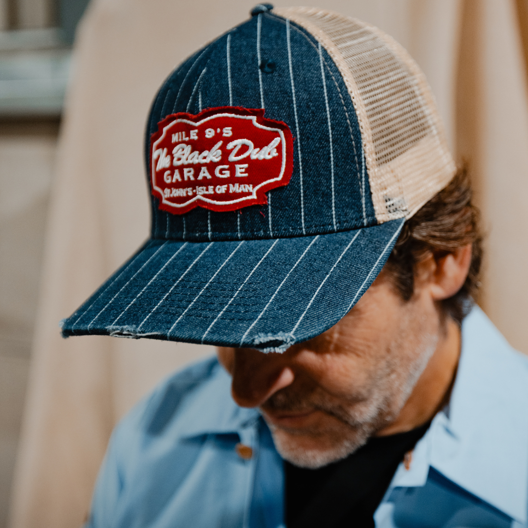 Pinstripe Denim Garage Trucker Hat by Uggly & Co