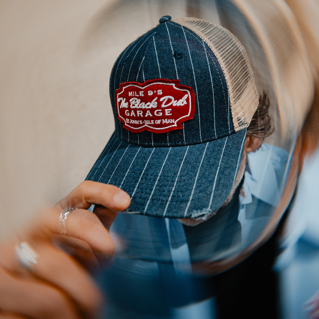 Pinstripe Denim Garage Trucker Hat by Uggly & Co