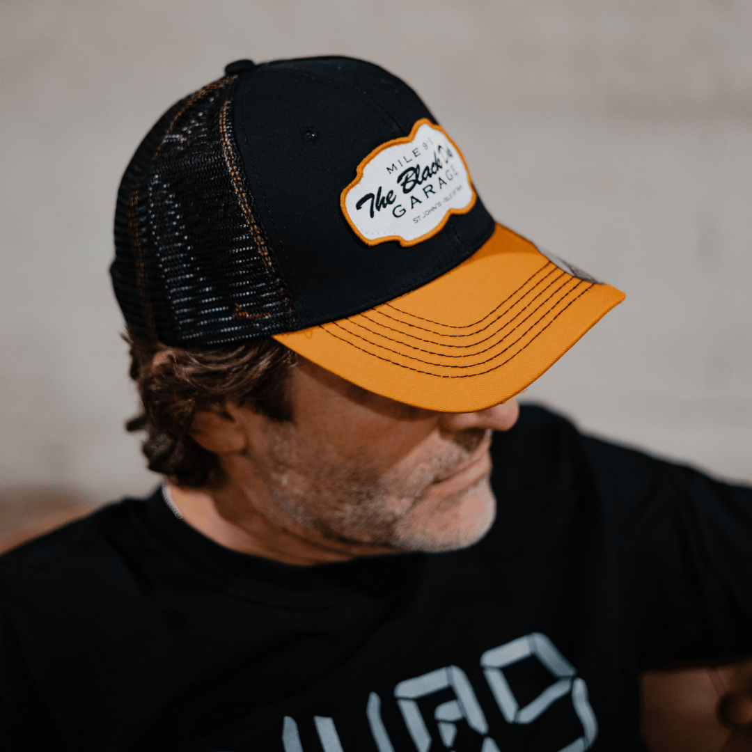Black & Yellow Black Dub Garage Trucker Hat by Uggly & Co