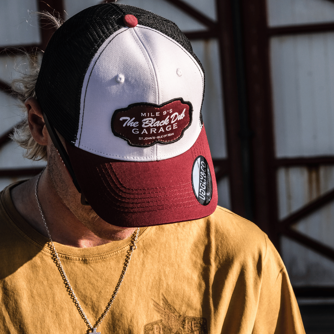 Burgundy Black Dub Garage Trucker Hat by Uggly & Co