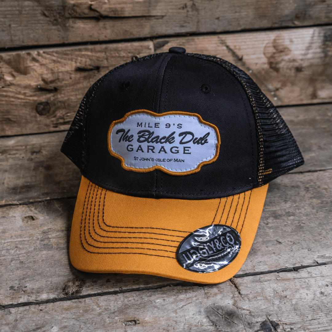 Black & Yellow Black Dub Garage Trucker Hat by Uggly & Co