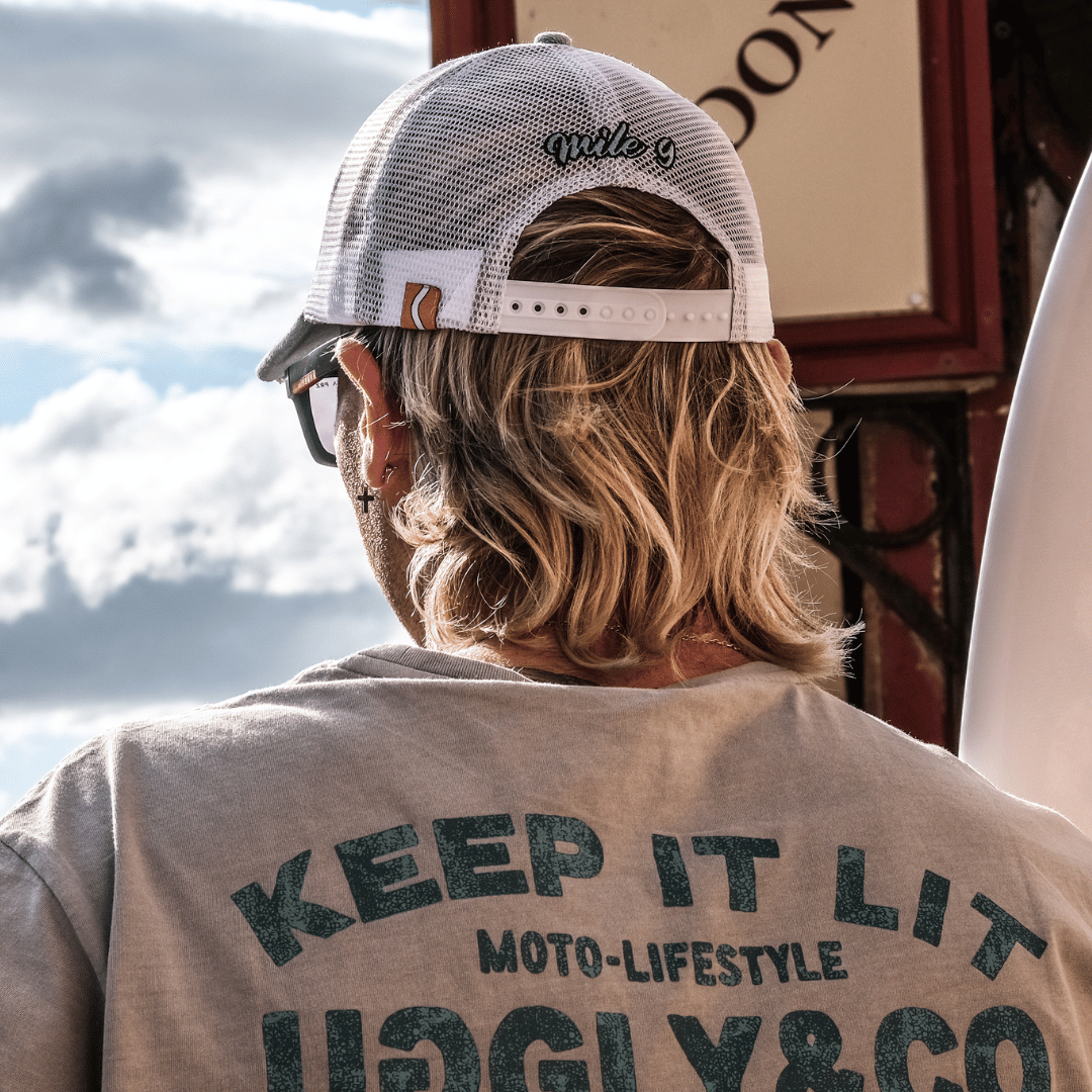 Denim Garage Trucker Hat by Uggly & Co