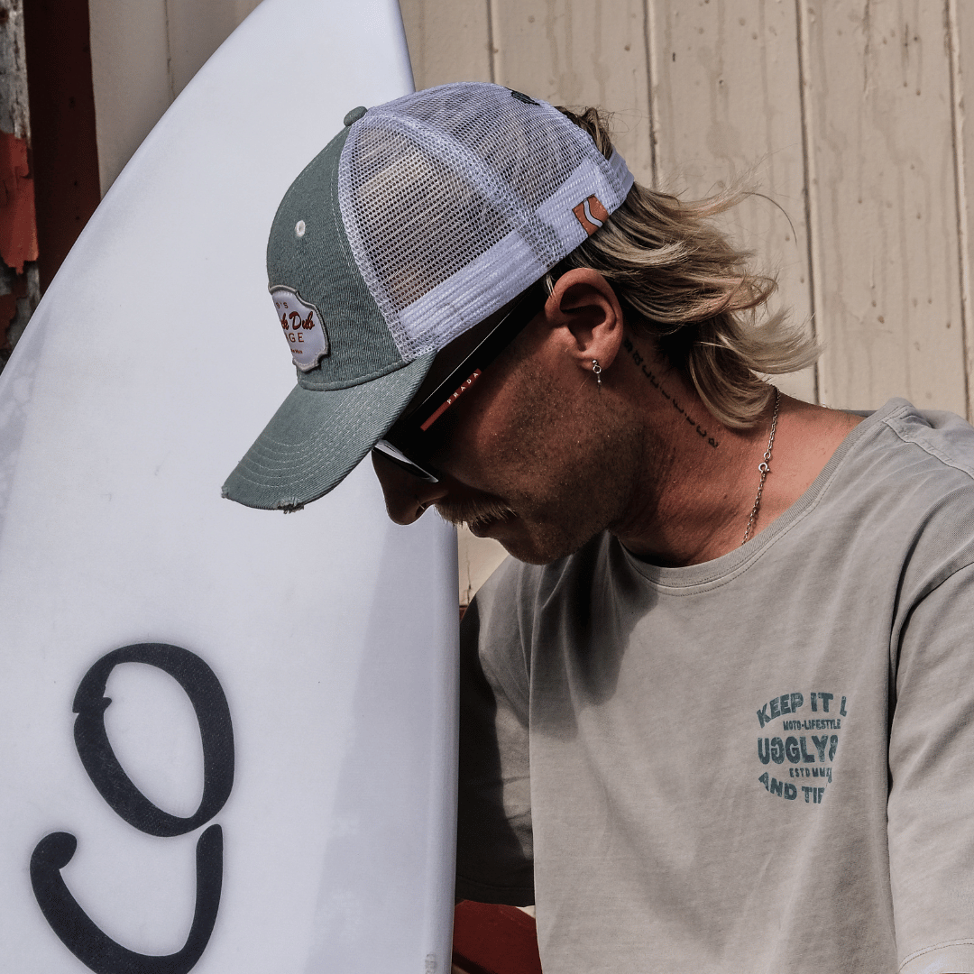 Denim Garage Trucker Hat by Uggly & Co