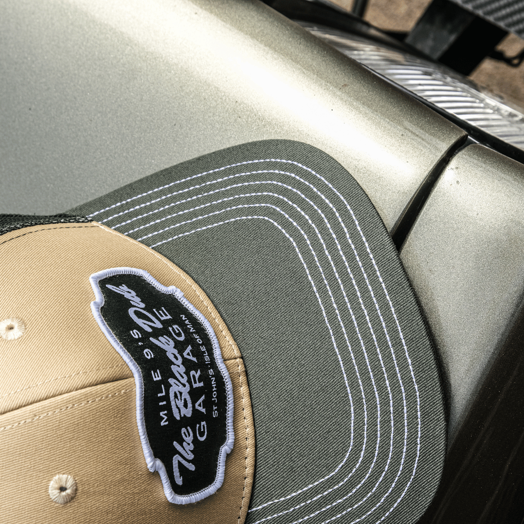 Green & Beige Black Dub Garage Trucker Hat by Uggly & Co