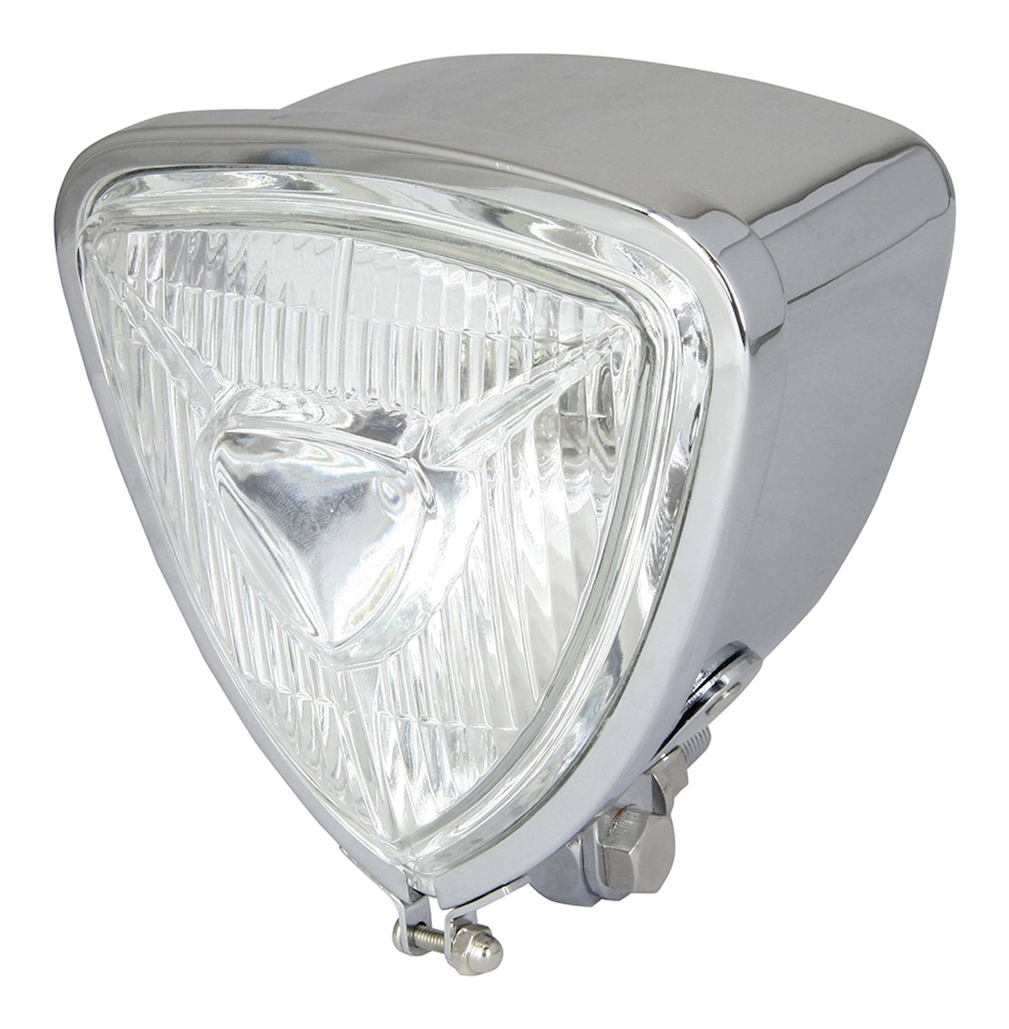 Universal Triangle Chrome Headlight H6 12V 35/35W Centre Dip