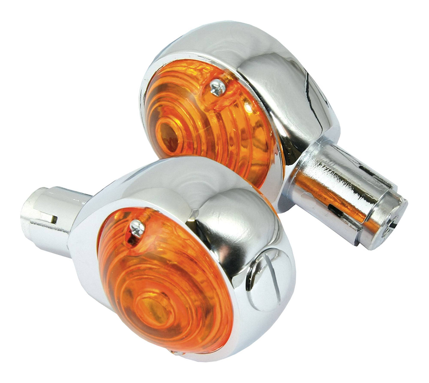 Bike It Bullseye Indicators with Chrome Body And Amber Lens - 22mm