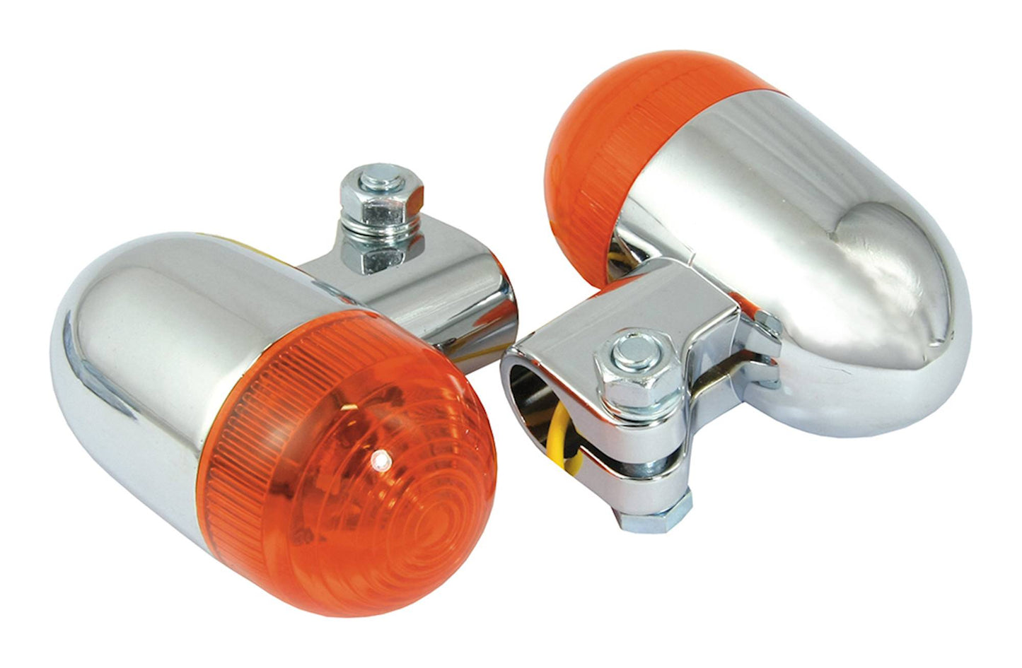 Bike It Round Clamp Type Indicators With Chrome Body And Amber Lens