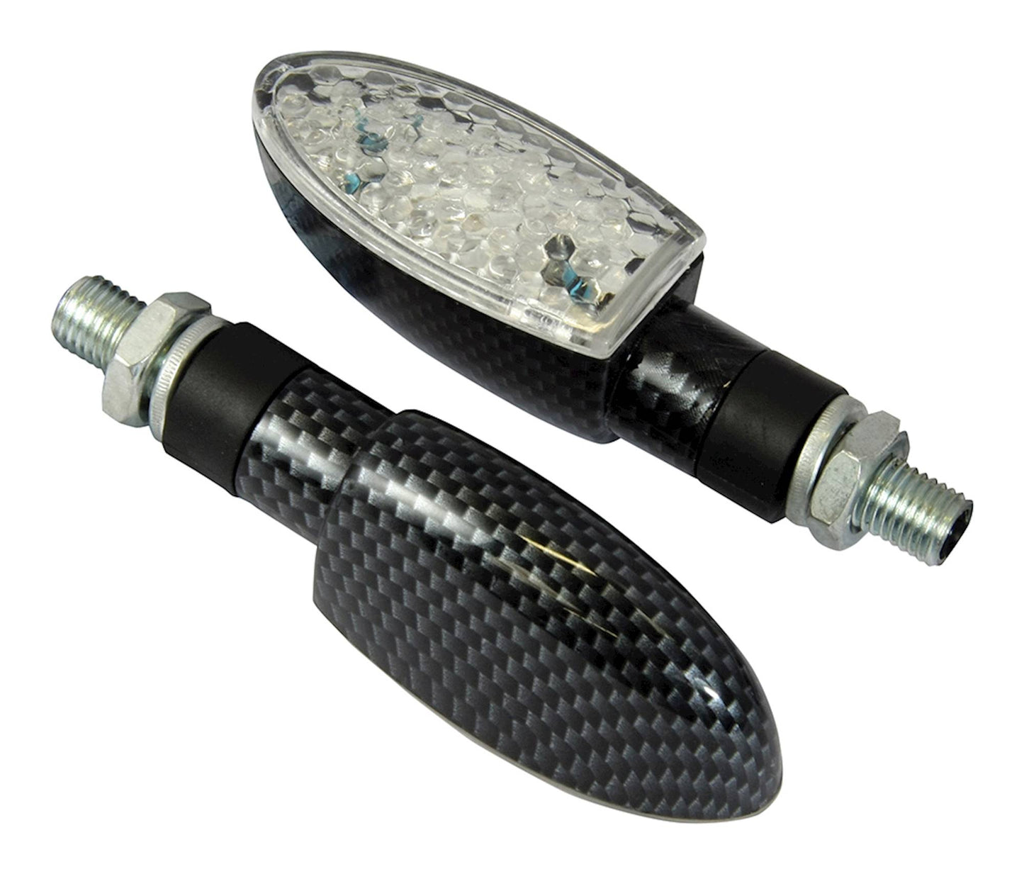 Bike It LED Orb Indicators With Carbon Effect Body And Clear Lens