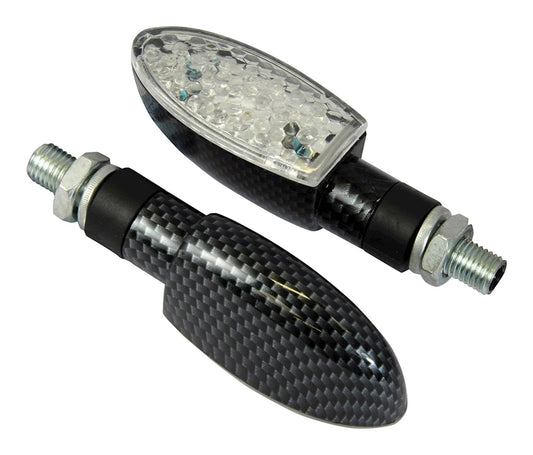 Bike It LED Orb Indicators With Carbon Effect Body And Clear Lens
