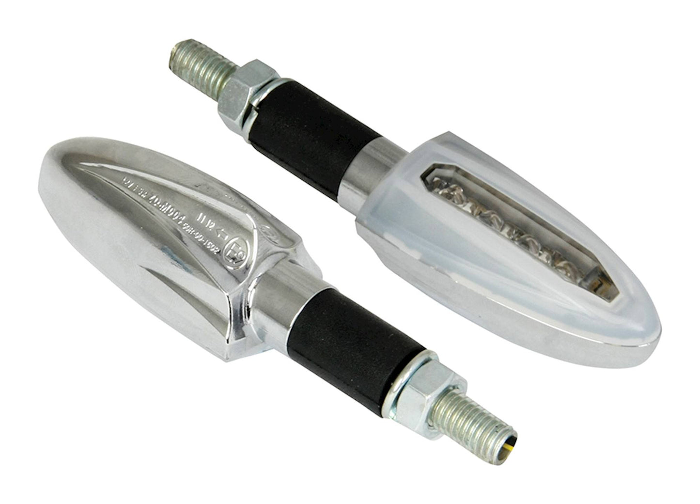 Bike It LED Runner Two Indicators With Chrome Body And White Clear Lens