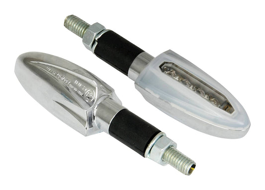 Bike It LED Runner Two Indicators With Chrome Body And White Clear Lens