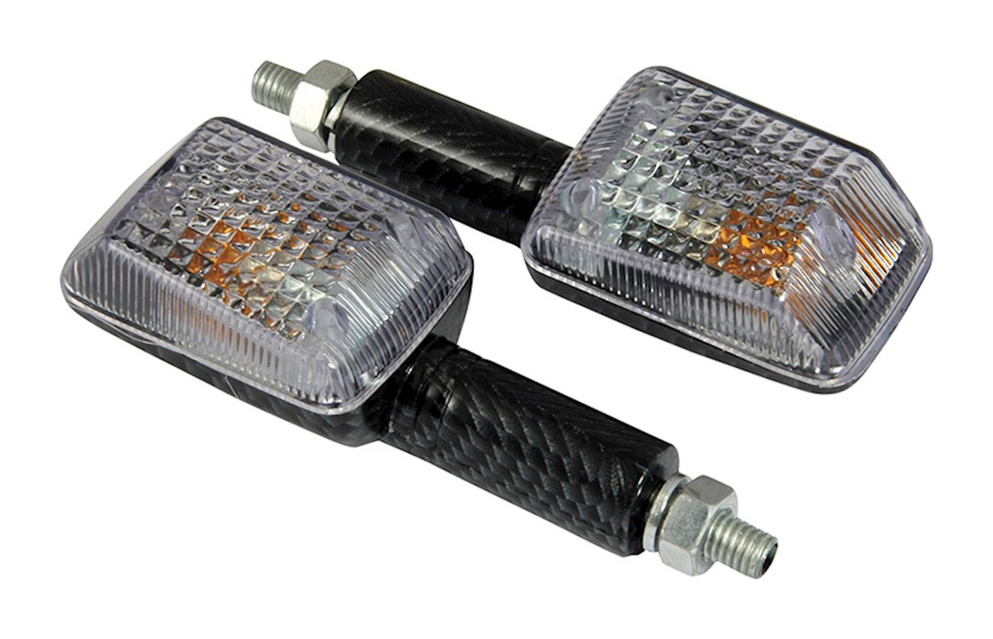 Bike It Long Stem Mini Indicators With Carbon Body And Clear Lens