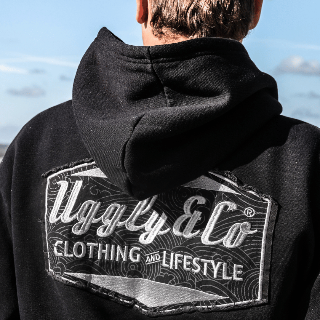 Black Surf Diamond Hoodie by Uggly & Co