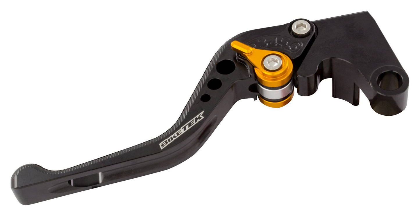 BikeTek Adjustable CNC Clutch Lever Short  - Black / Gold Adjuster - #C59S