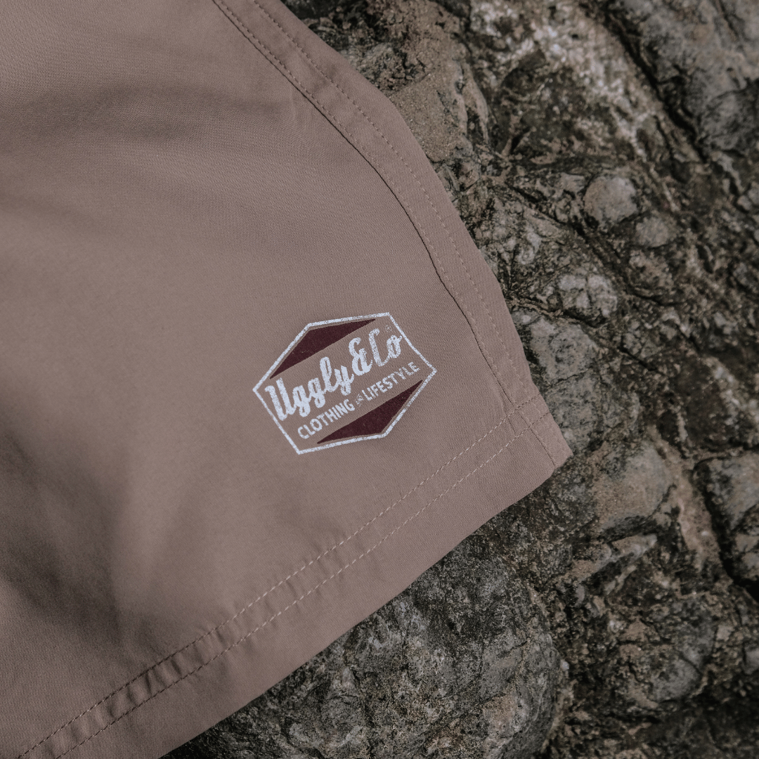 Beige Diamond Swim Shorts by Uggly & Co