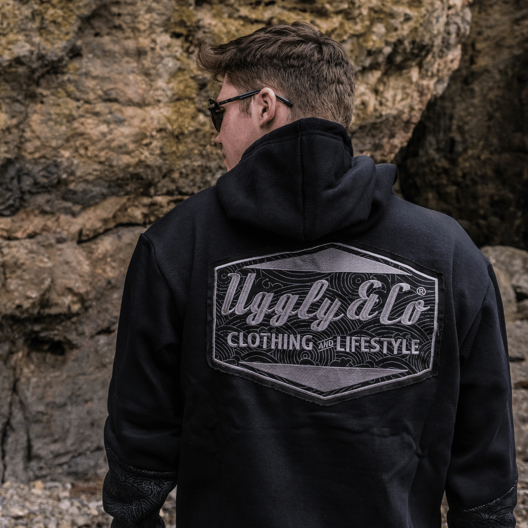 Black Surf Diamond Hoodie by Uggly & Co