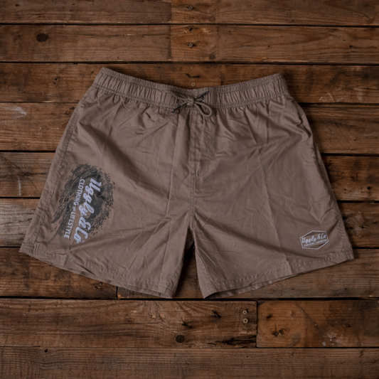 Beige Diamond Swim Shorts by Uggly & Co