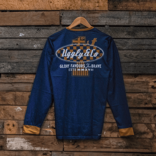 No.1 Blue Vintage Motocross Jersey by Uggly & Co
